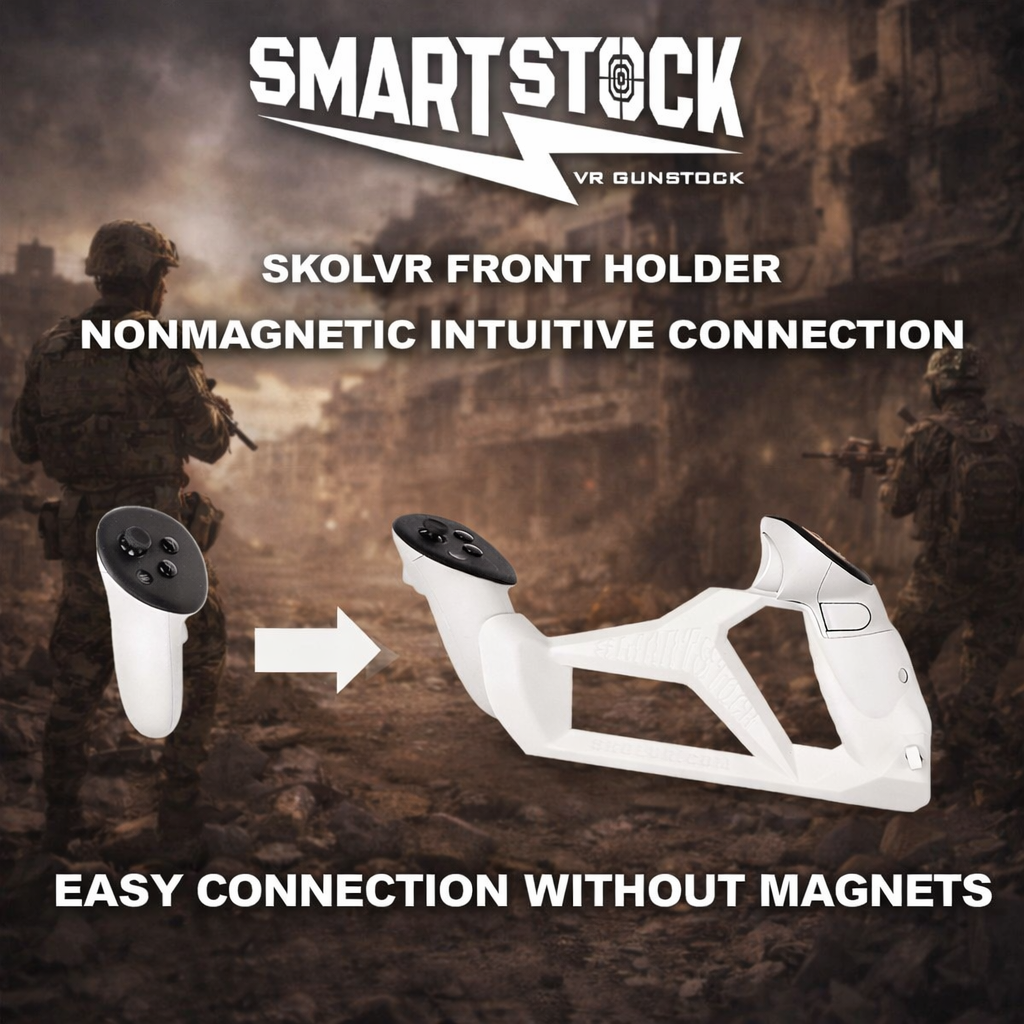 SmartStock VR Gunstock product showing how to attach the controller