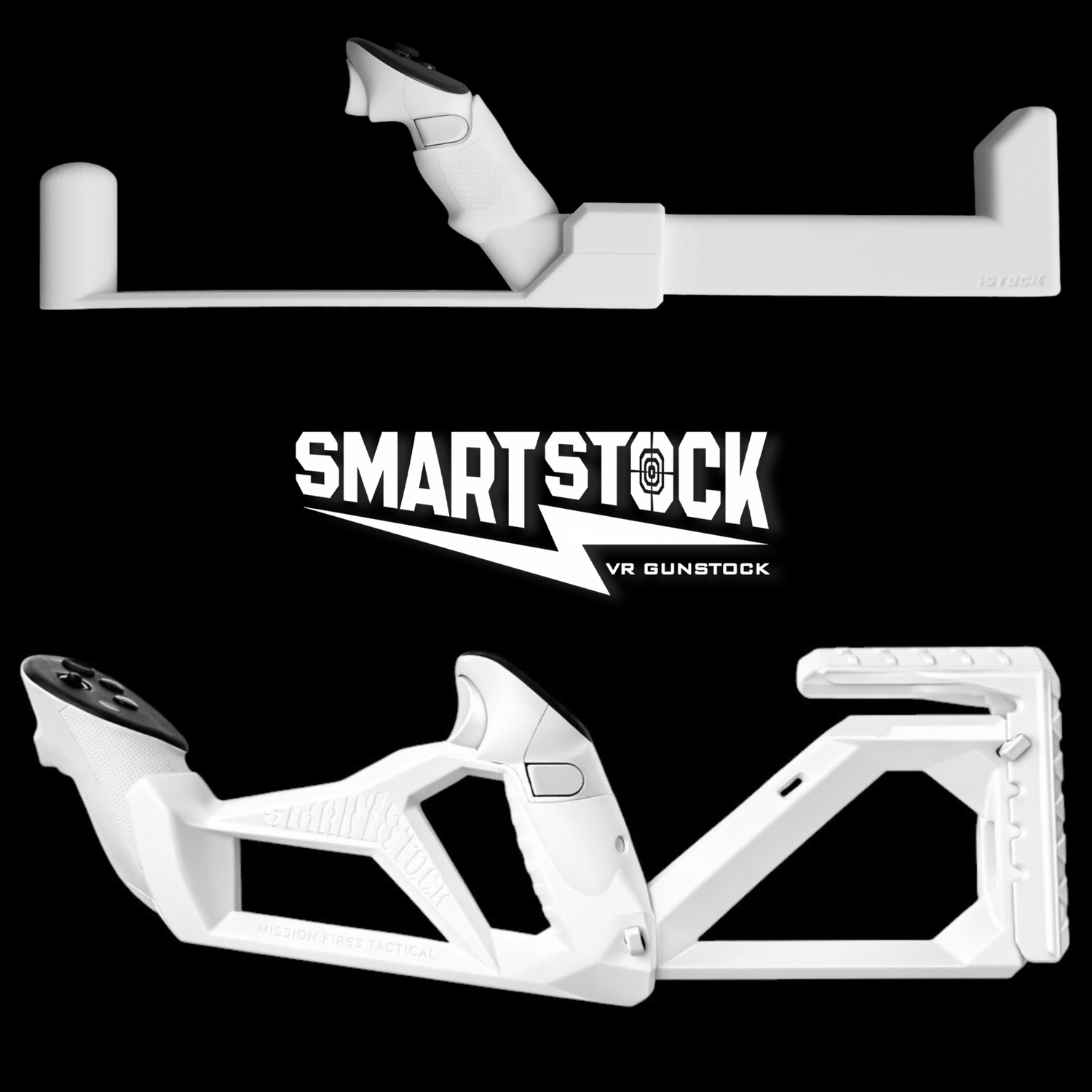 iSTOCK and SMART STOCK VR gunstock accessory for Meta Quest that improves aim and stability in FPS games