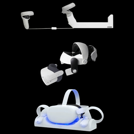 VR Bundle - iSTOCK Quest 2 & 3 - Quest 2 Headset strap - Quest 2 Charging dock
